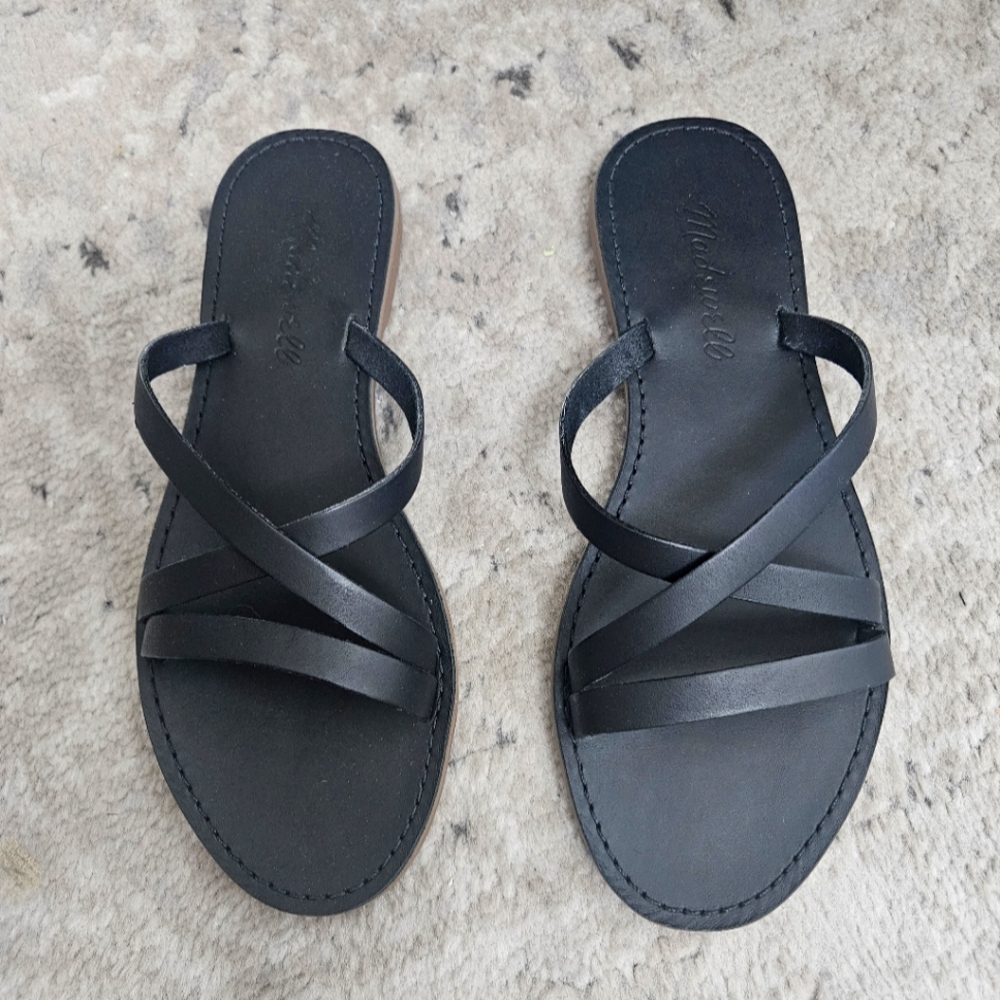 New MADEWELL Black Slide Leather Sandal